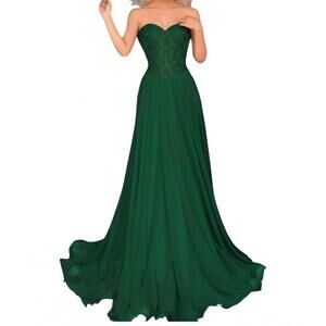 NEW CLARISSE strapless fit and flare maxi dress in forest green